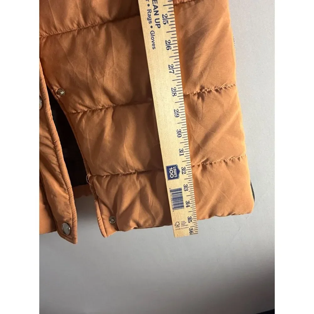 Vivichi Boutique Women’s XS Camel Brown Long Puffer Vest Hooded Side Zip